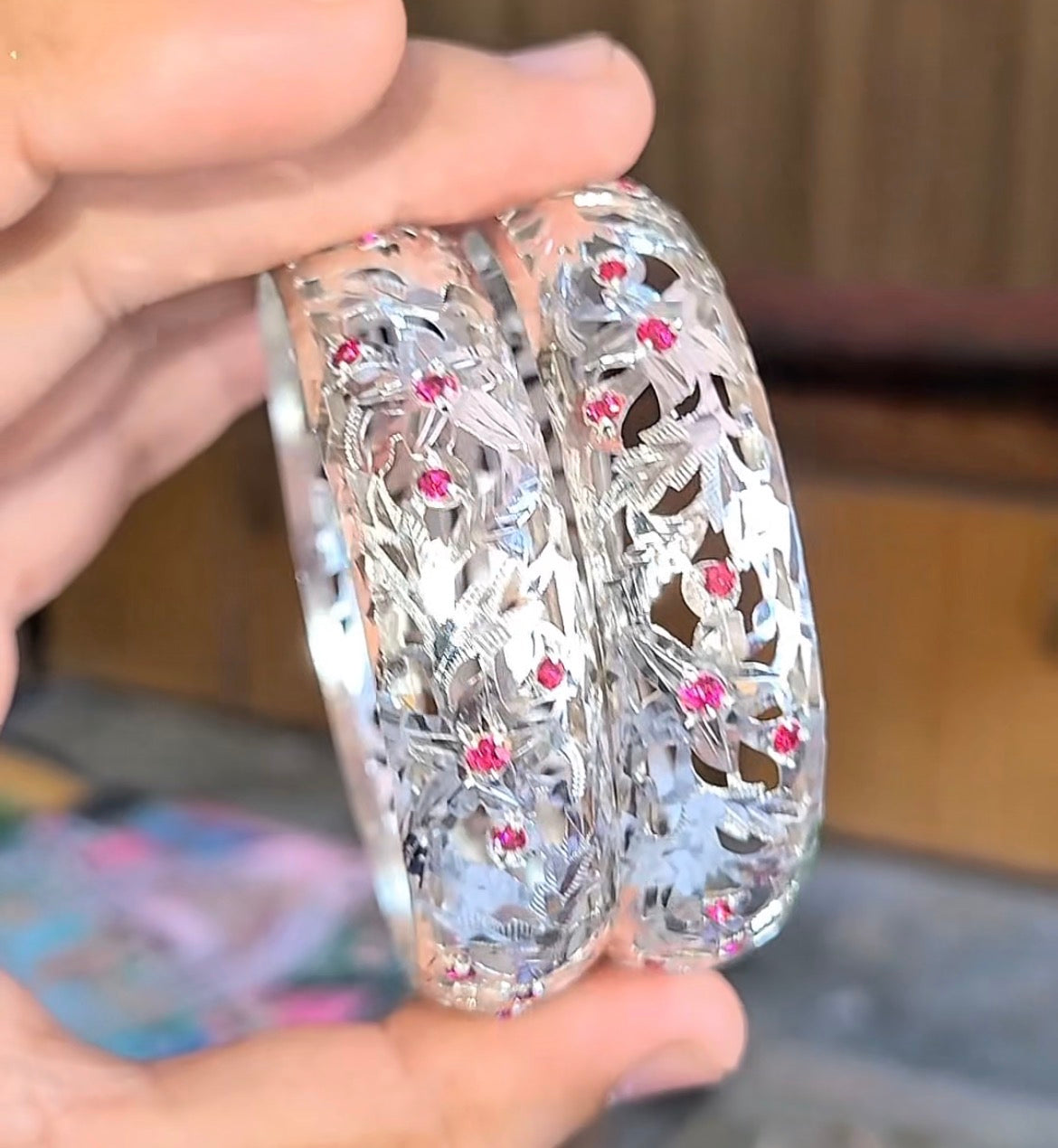 Italian Bangle – Ruby Cutwork Designer Kada