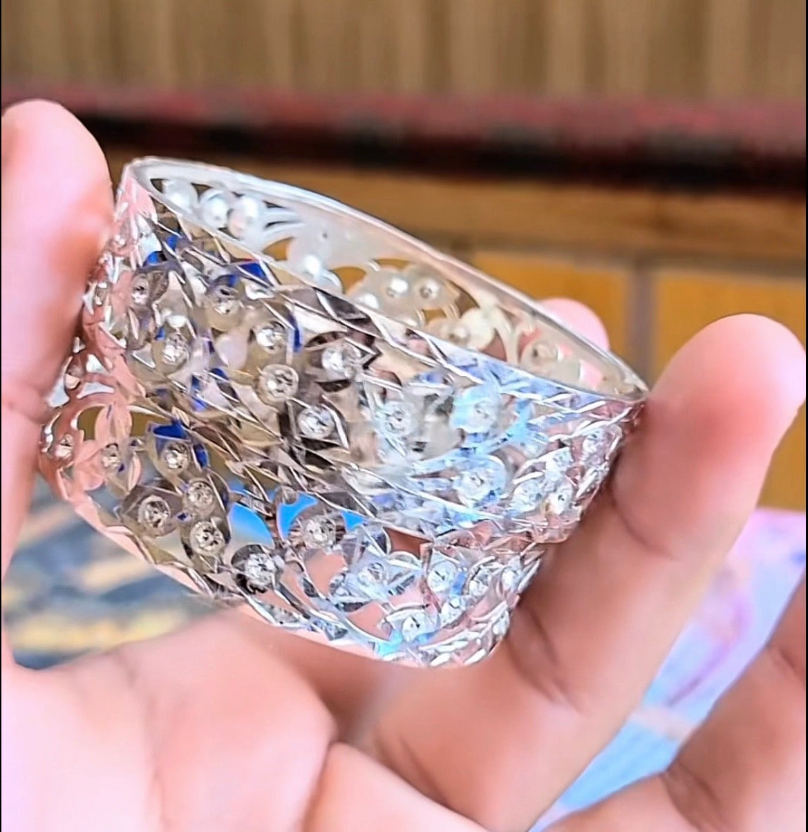 Royal Silver Cutwork Kada - Italian Bangle
