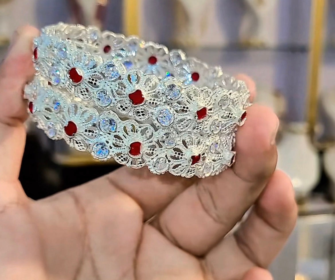 Italian Bangle – Floral Stone Designer Cuff