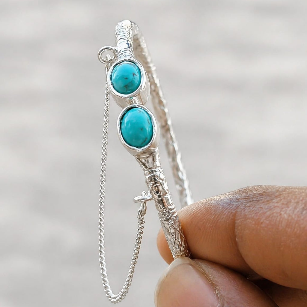Elegant Silver Cuff Bracelet with Onyx Stones for Women