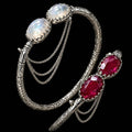 Men’s Royal Silver Cuff Bracelet with Ruby Stones